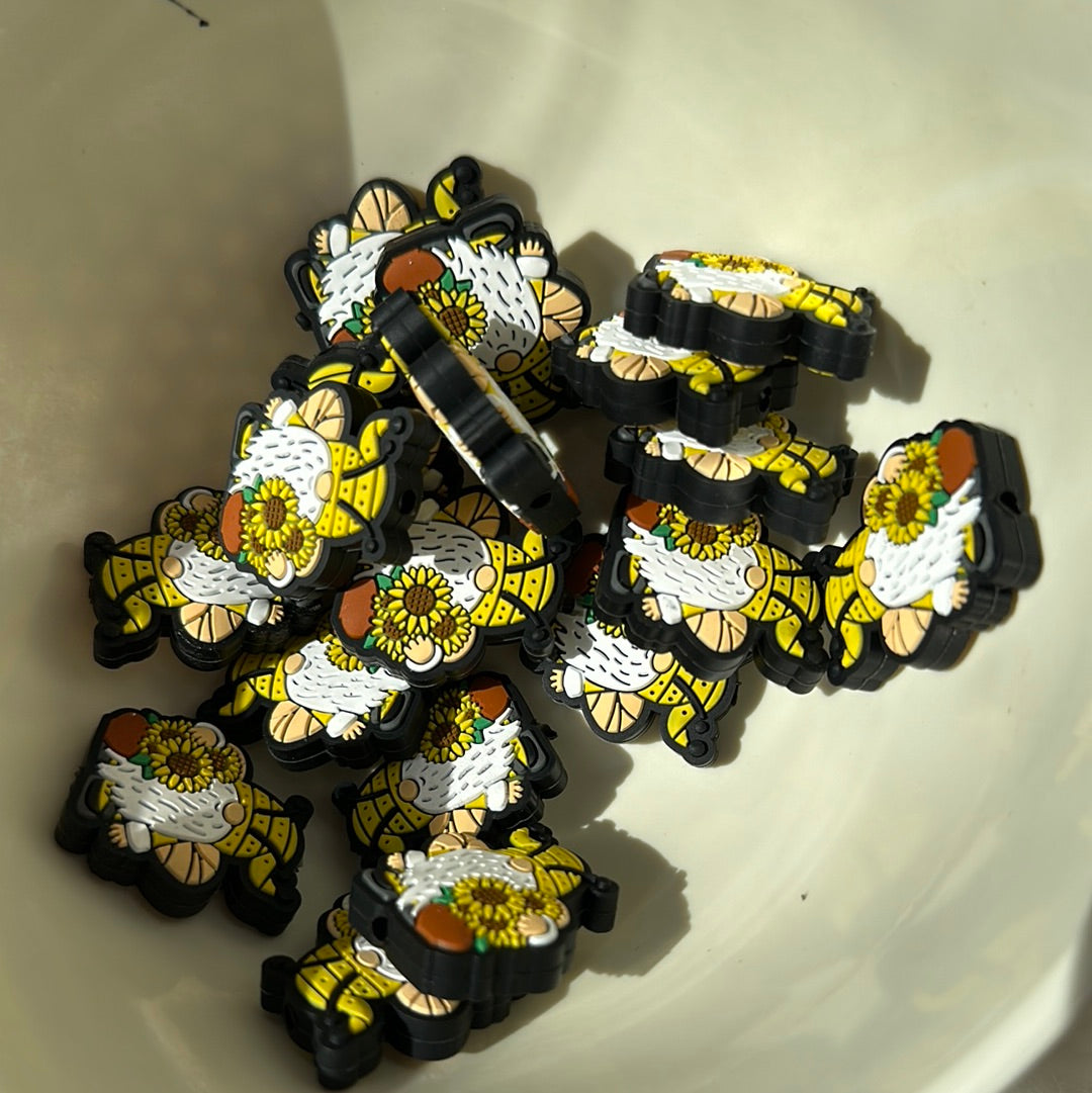 #298 sunflower gnome silicone focal beads