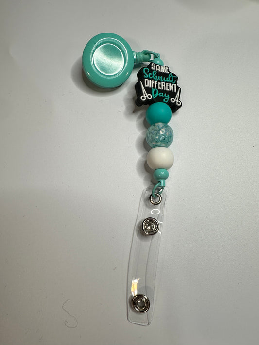 Same different day silicone beaded badge reel