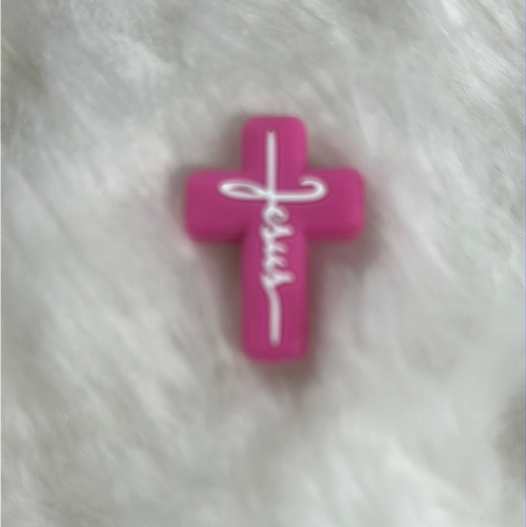 #249 Jesus cross silicone focal beads
