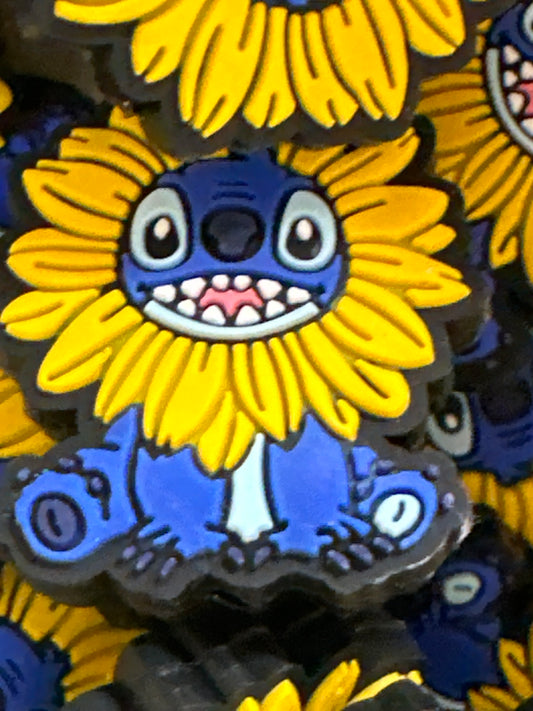 #446 sunflower blue monster silicone focal bead