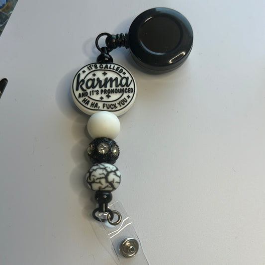 Karma silicone beaded badge reel