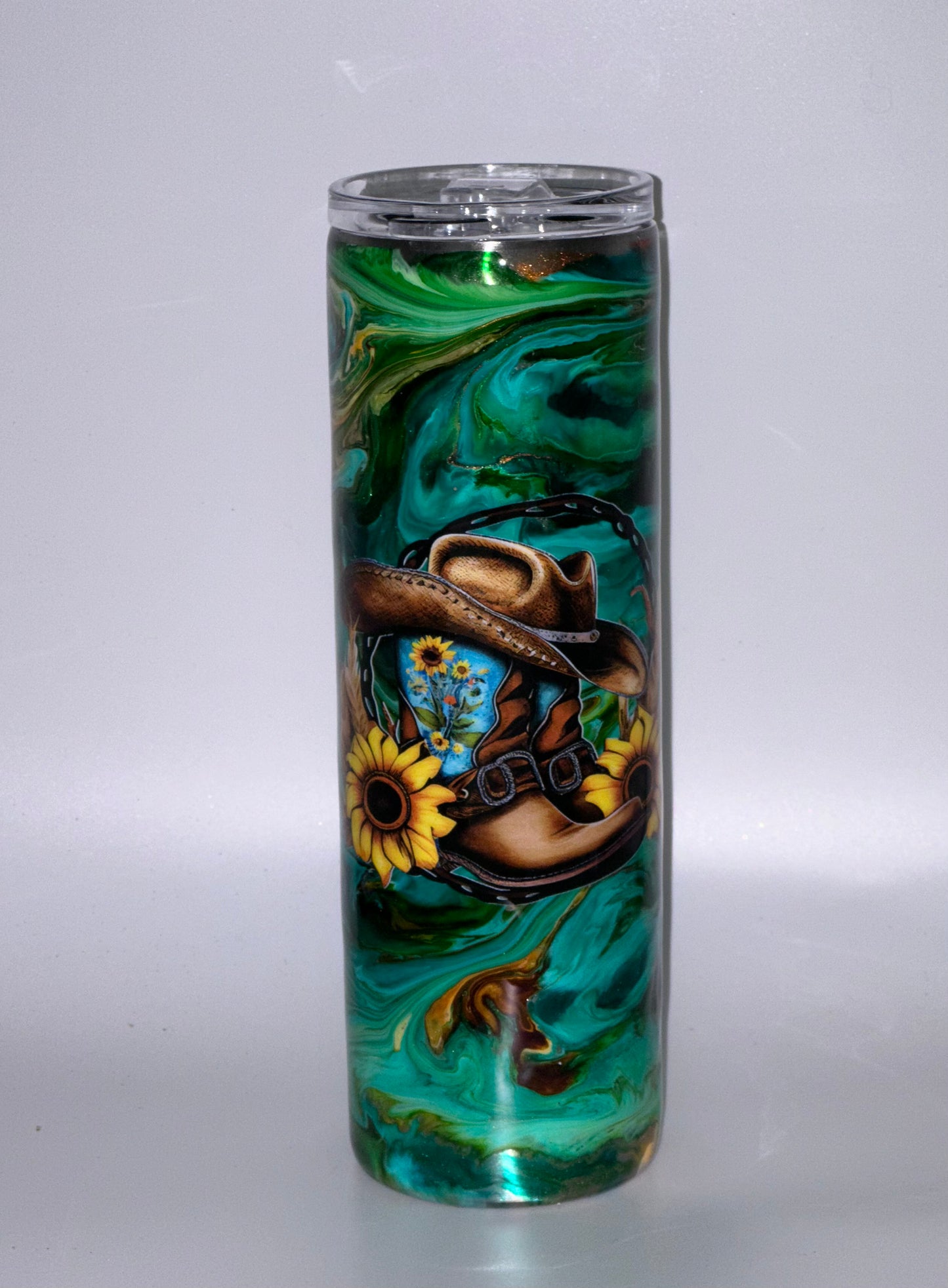 30oz teal green and yellow cowgirl RTS