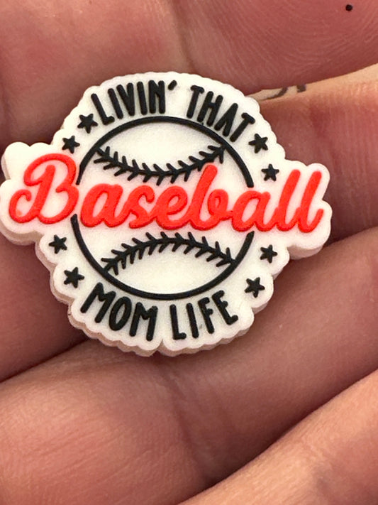 #458 baseball mom silicone focal beads