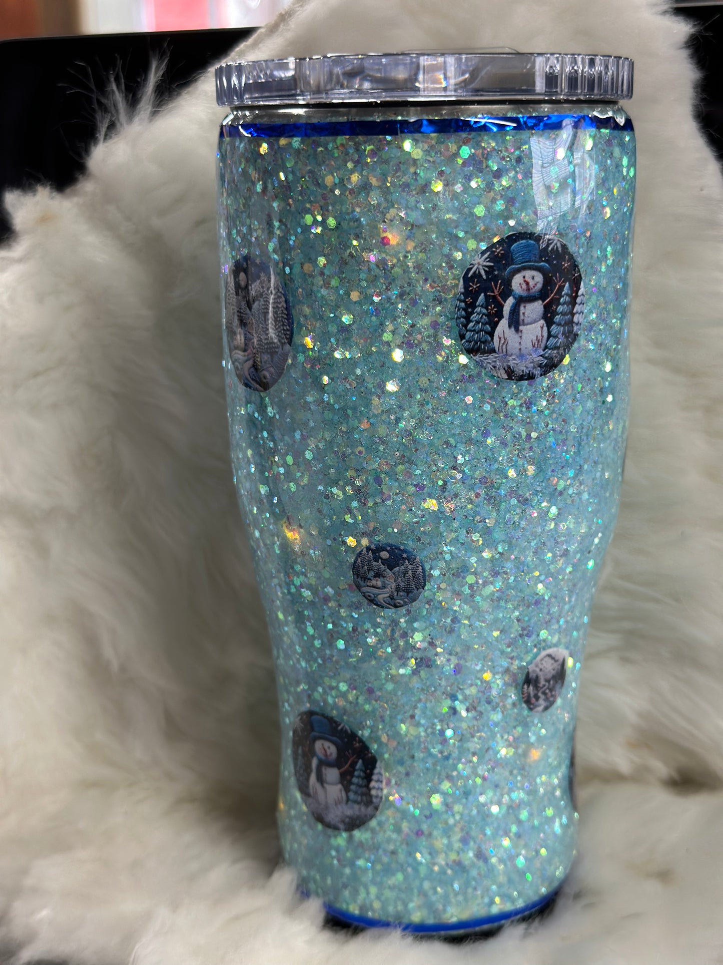 #15 Light up blue Christmas 30oz tumbler