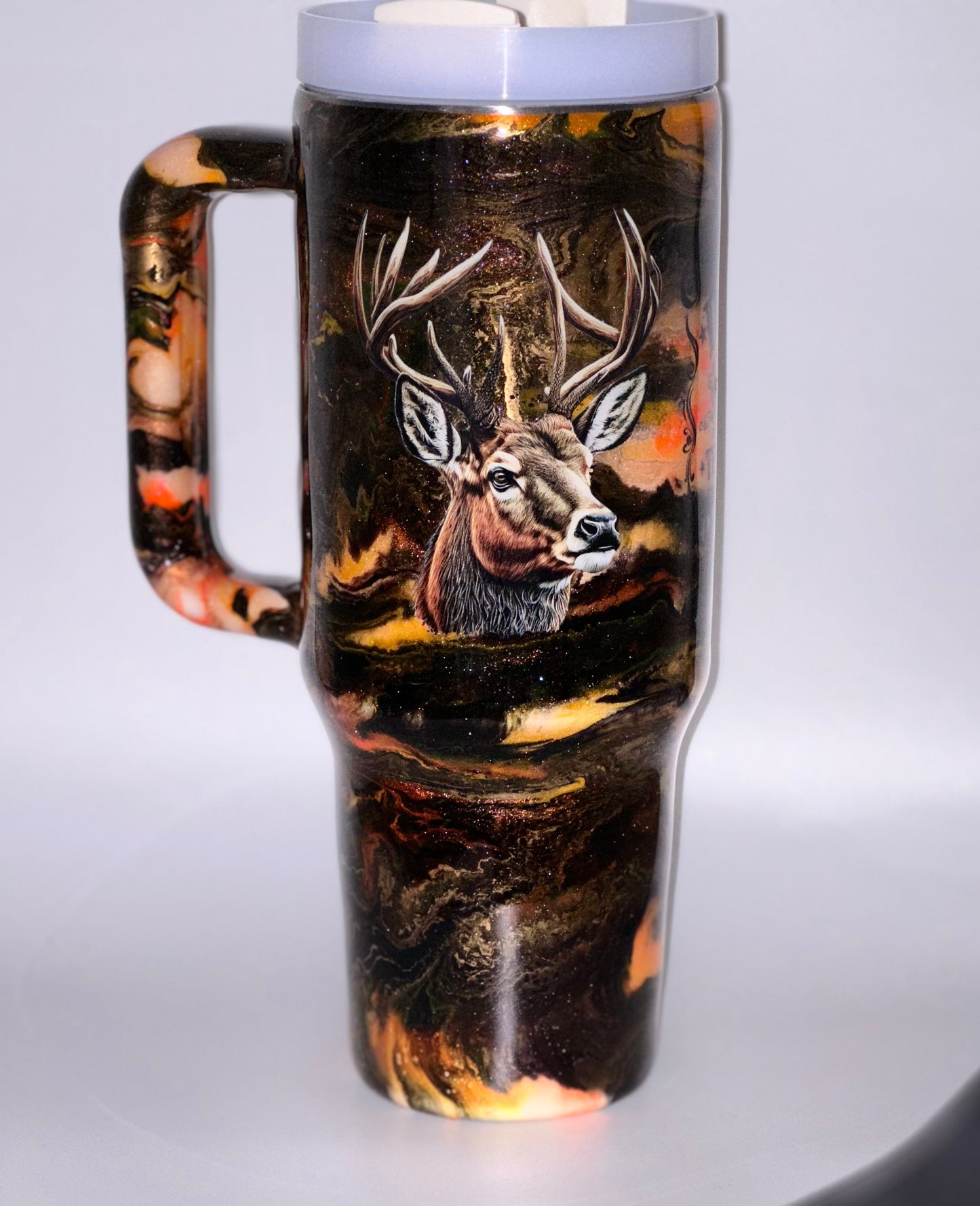 40oz with handle orange and black alc ink