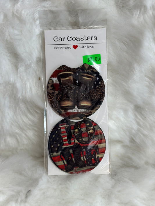 love military boots car coaster set