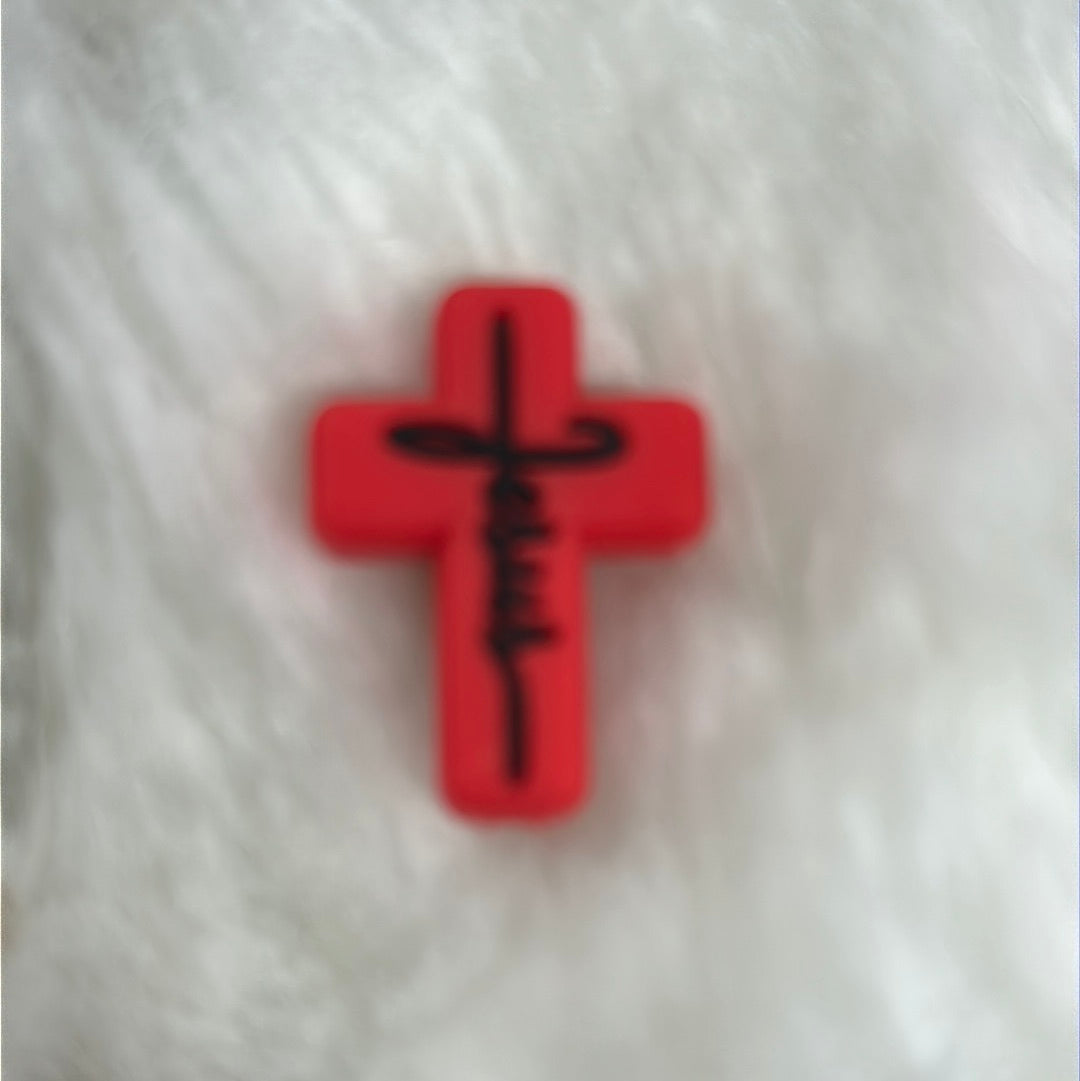 #249 Jesus cross silicone focal beads
