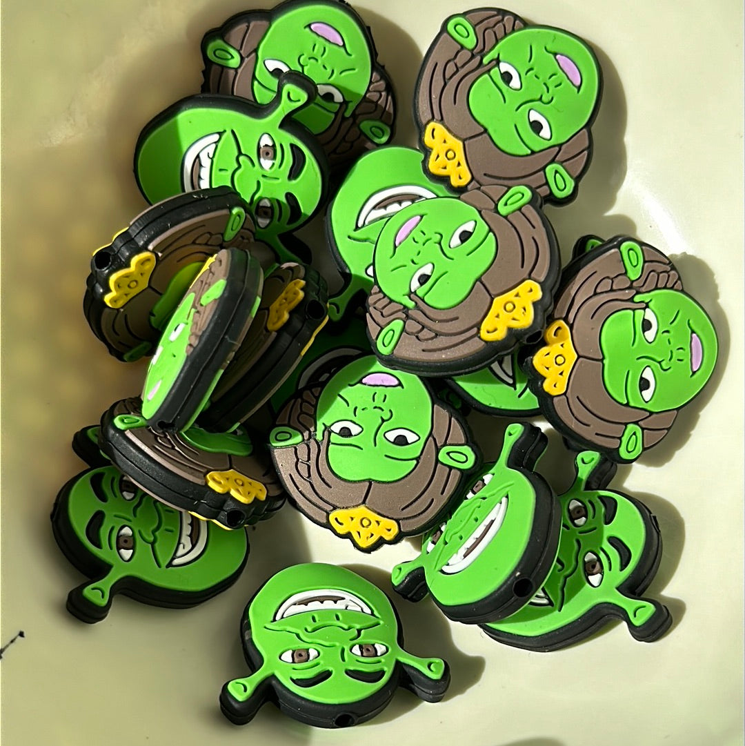 #295,#296 green monster silicone focal beads