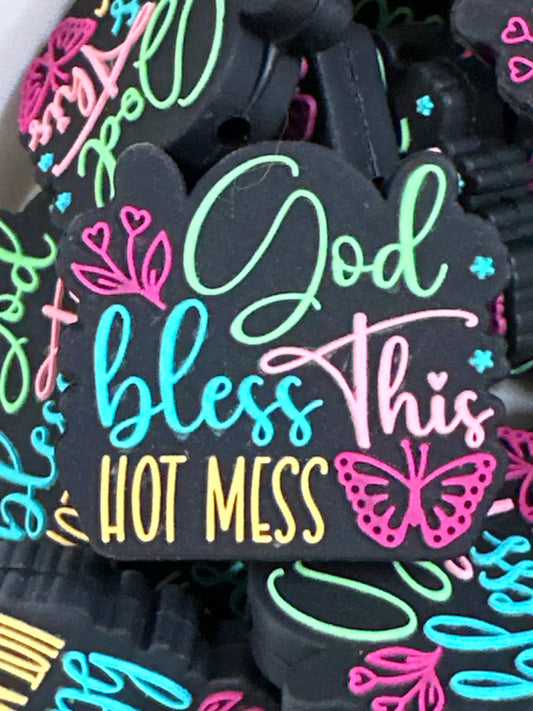 #493 god bless this hot mess silicone focal beads