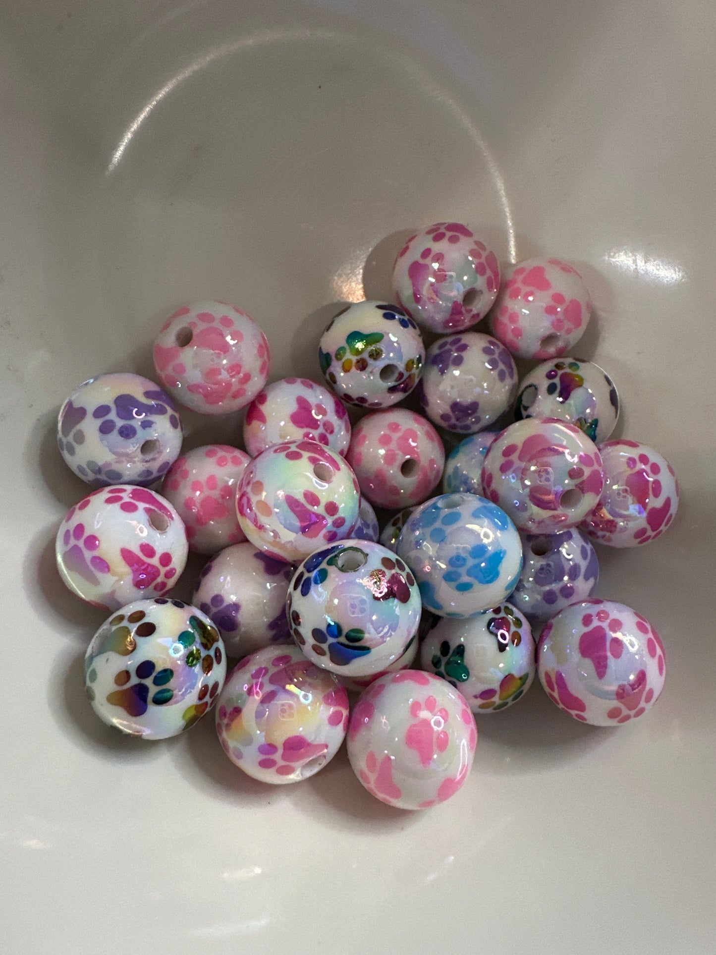 #14 16mm paw print acrylic beads