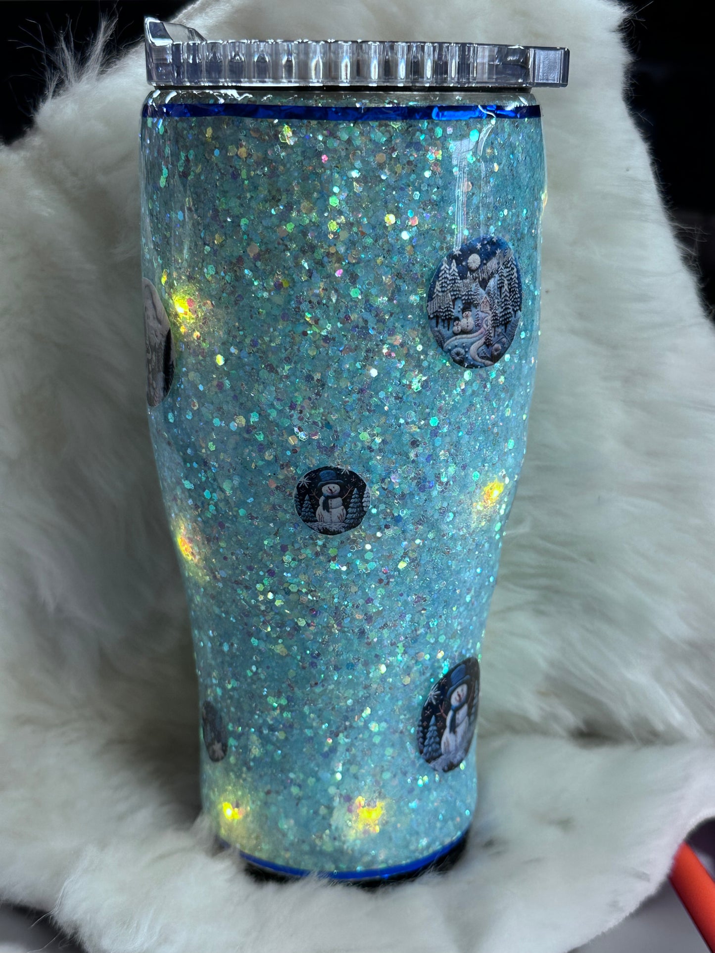 #15 Light up blue Christmas 30oz tumbler