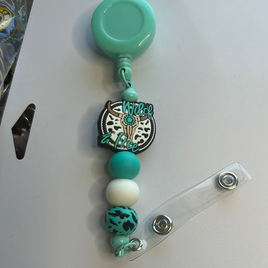 Wild and free silicone beaded badge reel