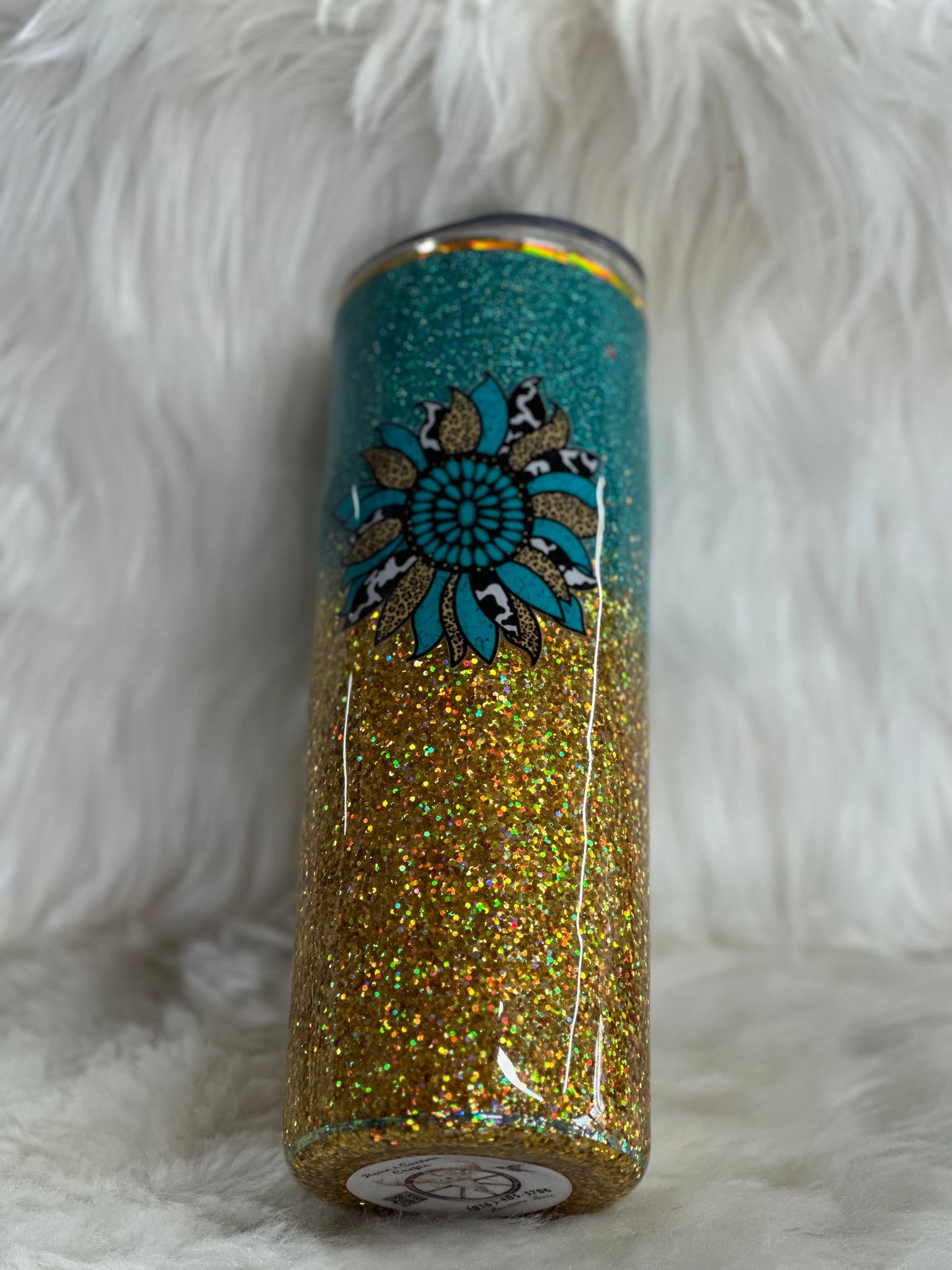 #44 20oz sunflower glitter tumbler