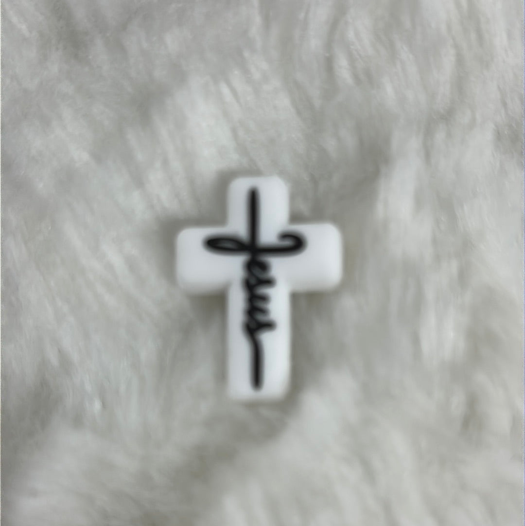 #249 Jesus cross silicone focal beads