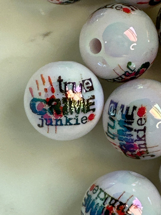 #34A prints acrylic beads true crime junky