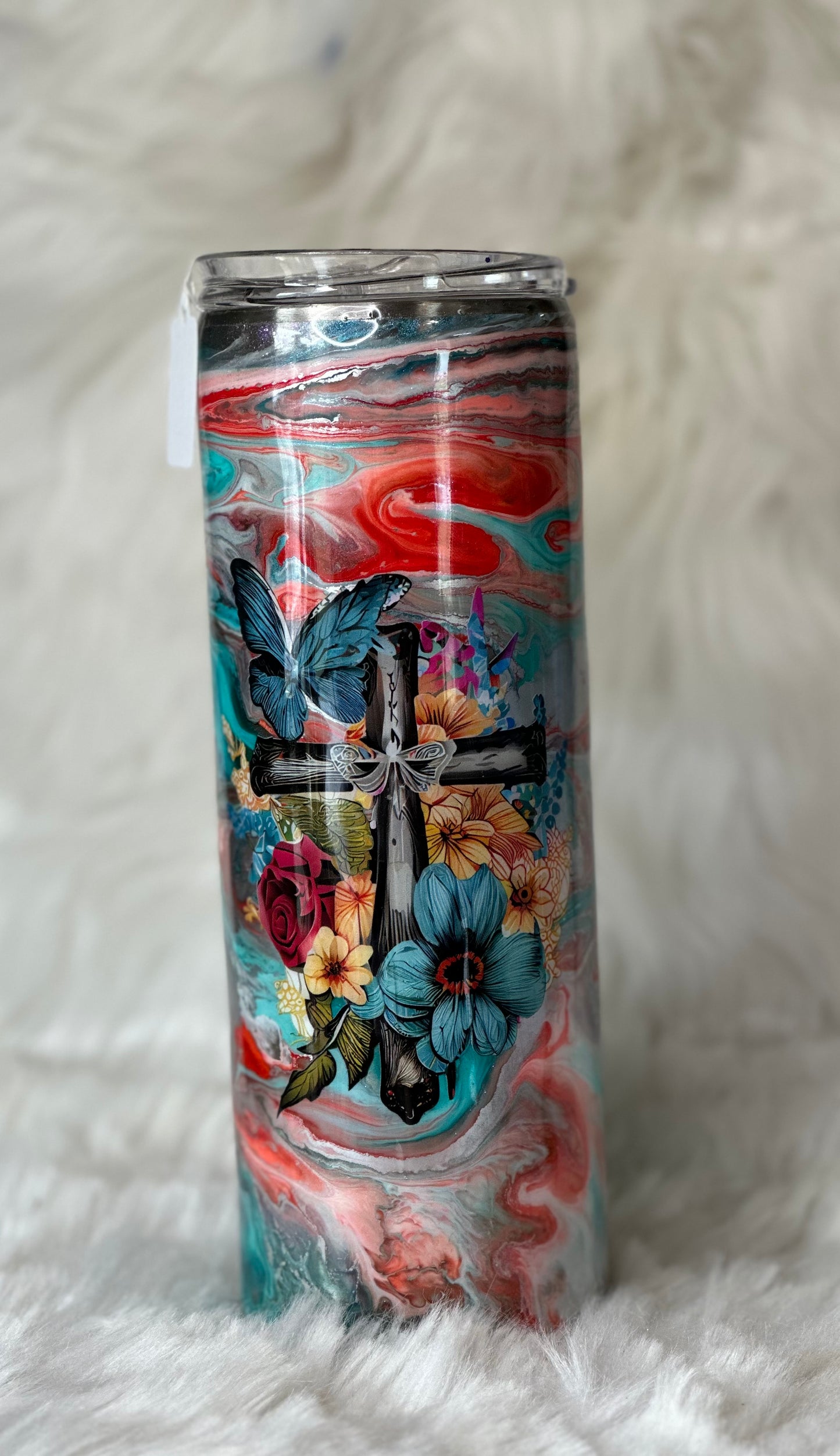 #10 20oz cross alcohol ink tumbler