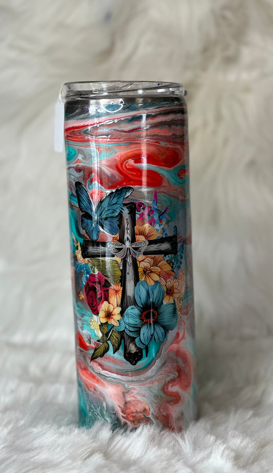 #10 20oz cross alcohol ink tumbler