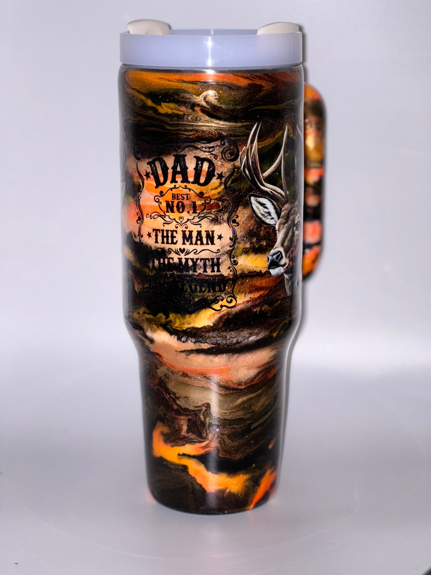 40oz with handle orange and black alc ink