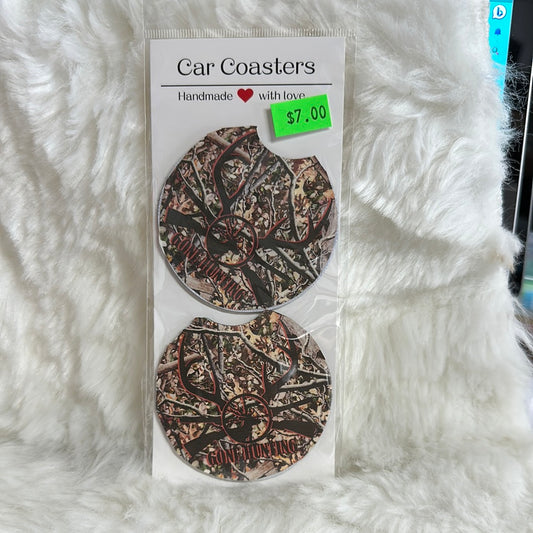 Gone hunting car coaster set
