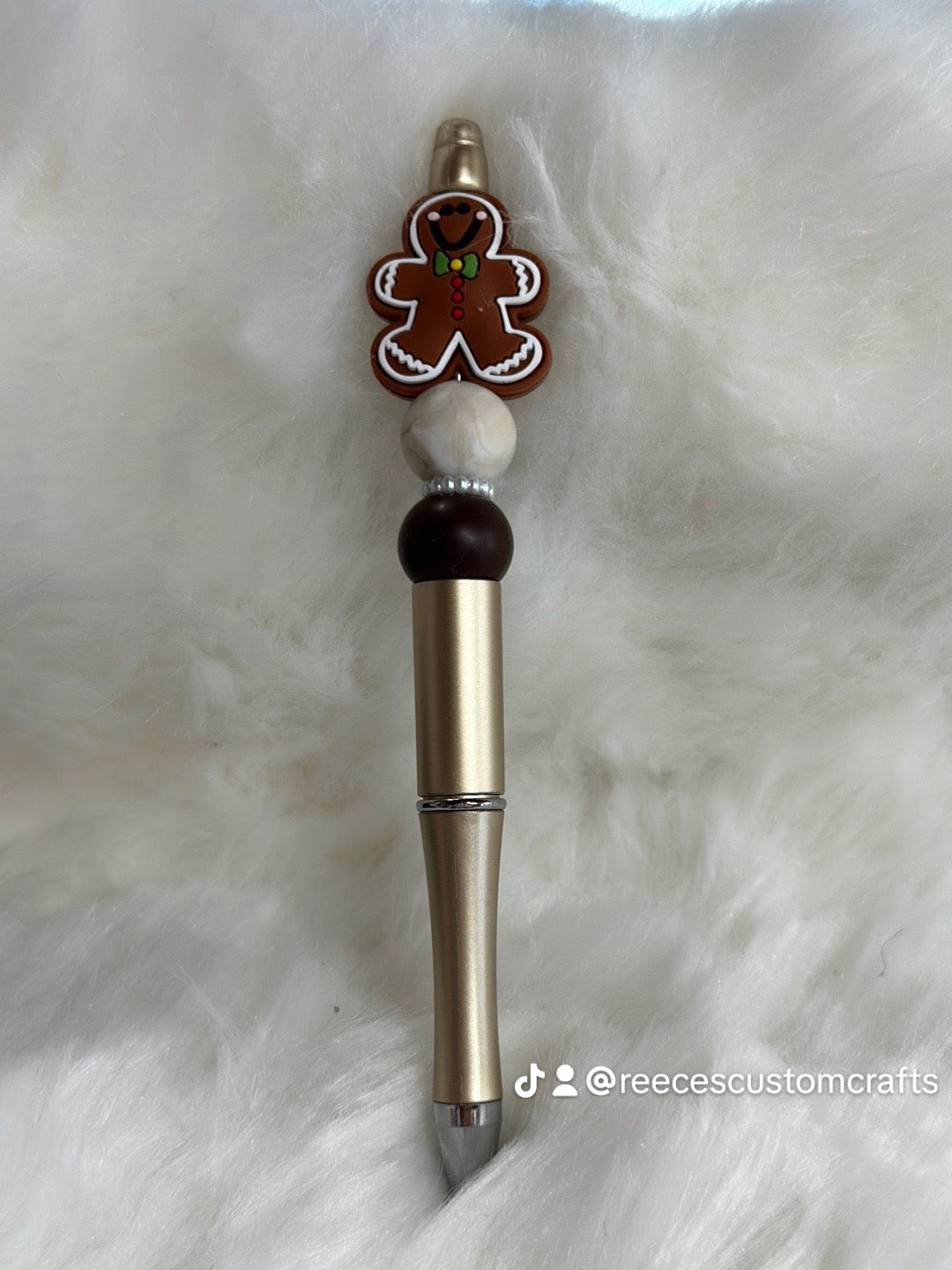 Gingerbread man beaded pen