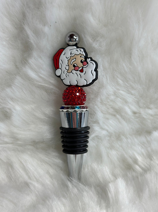 Santa beaded wine cork