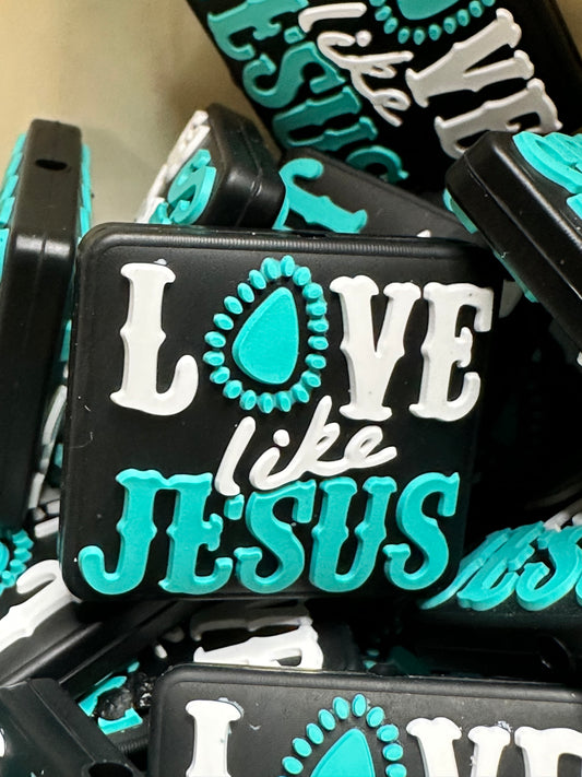 #367 love Jesus silicone focal beads