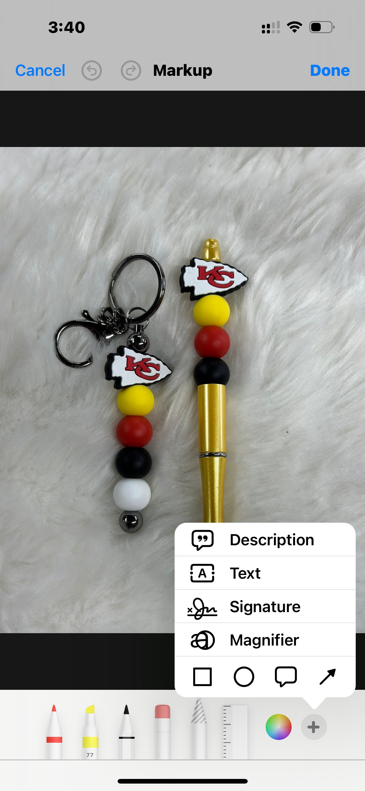 Kansas City Pen and Keychain Bar beaded set