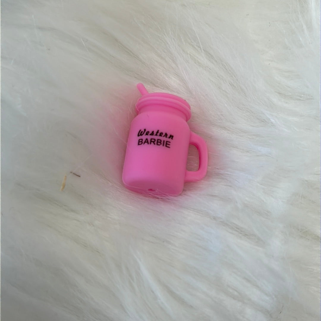 #269 pink tumbler silicone focal beads