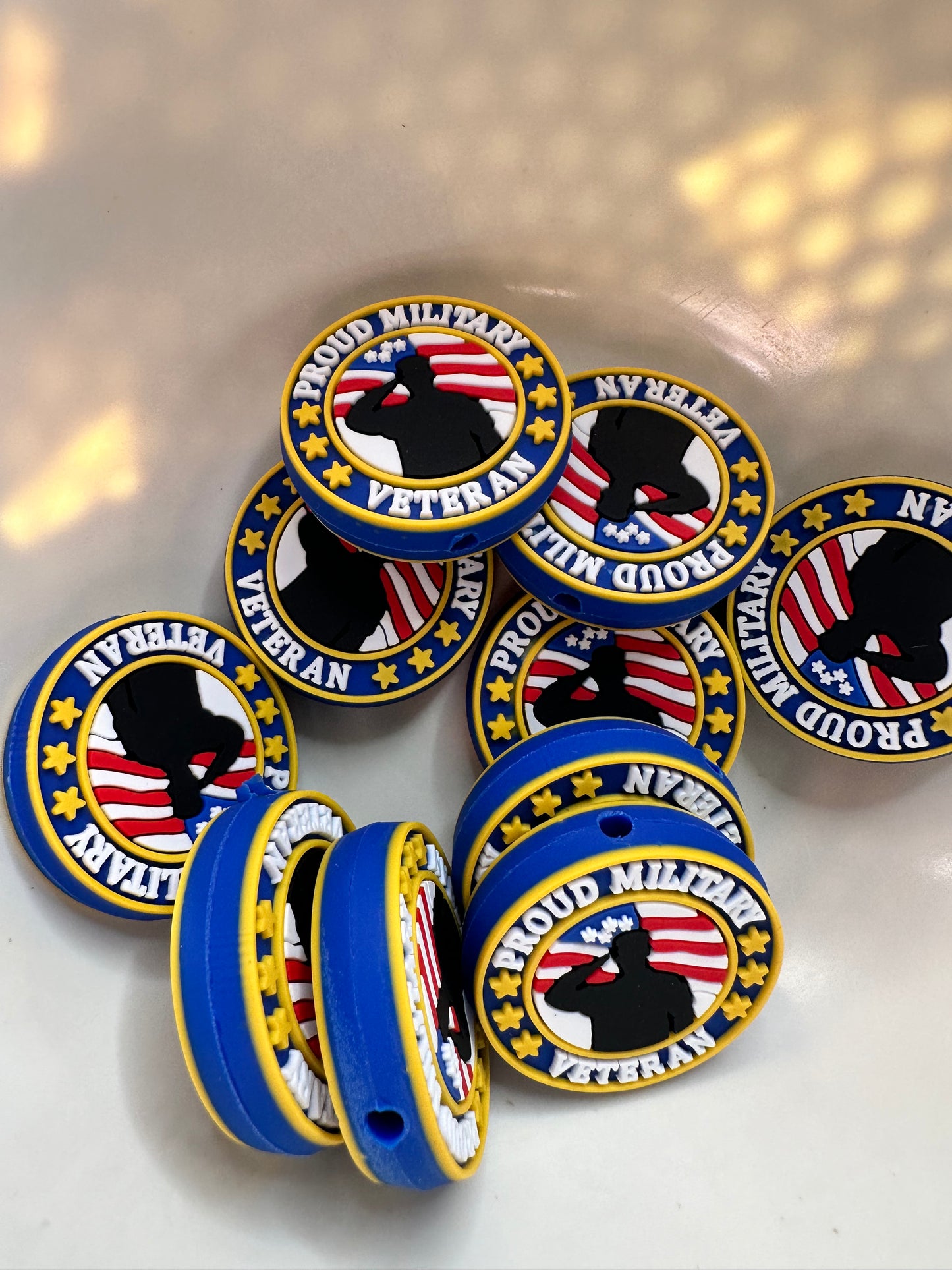 #374 proud military veteran silicone focal beads