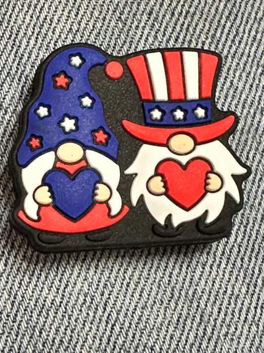 #404 American gnome couple silicone focal beads