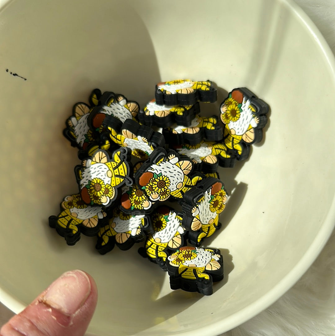 #298 sunflower gnome silicone focal beads