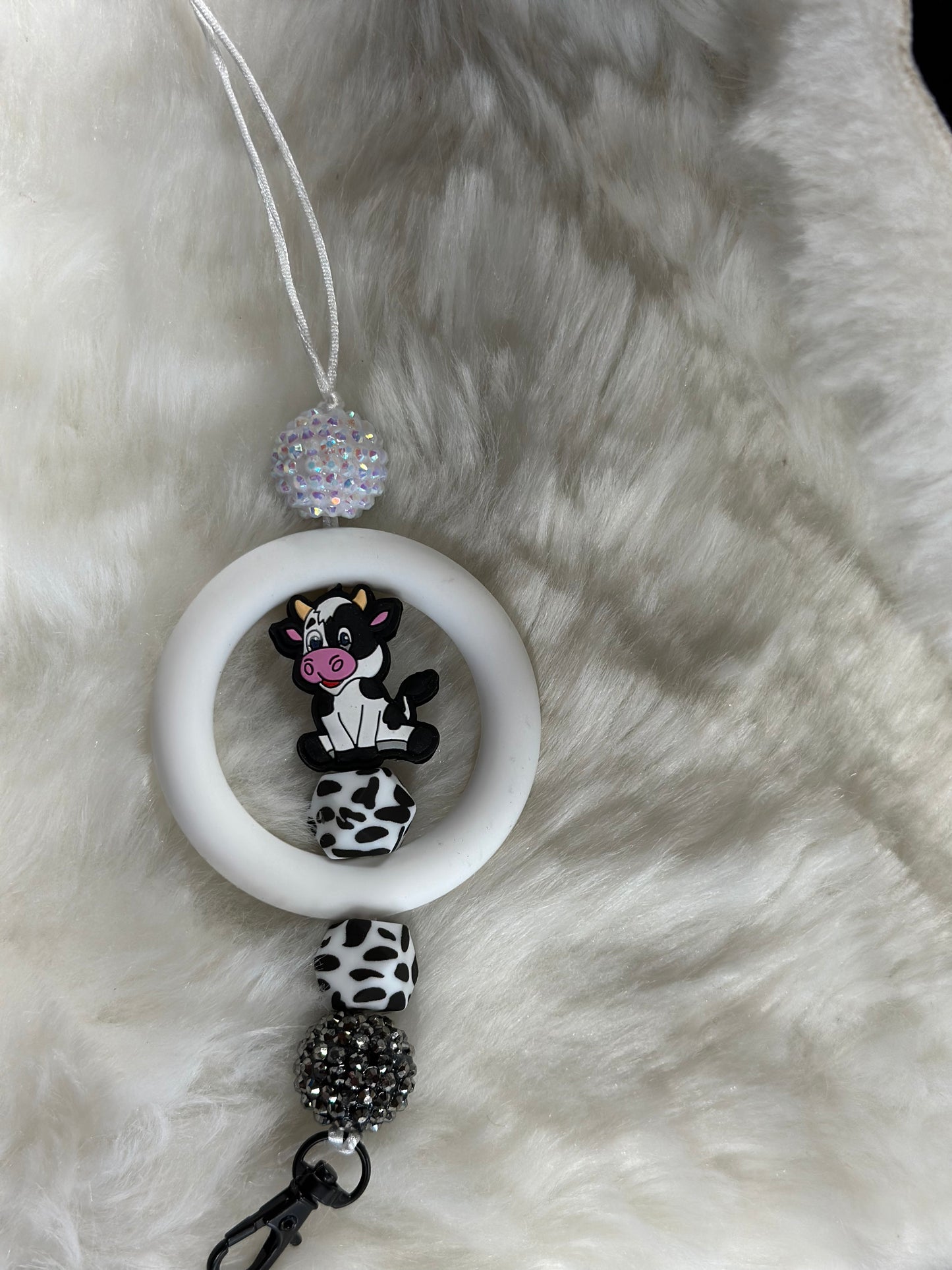 Black and white cow freshly hanger