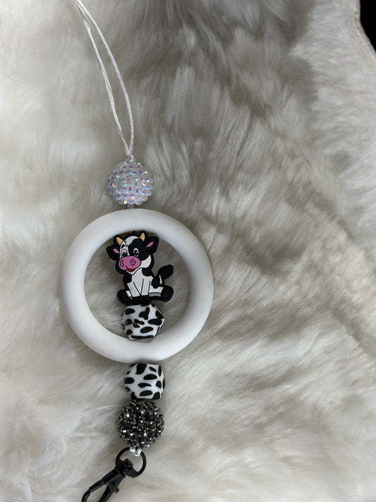 Black and white cow freshly hanger
