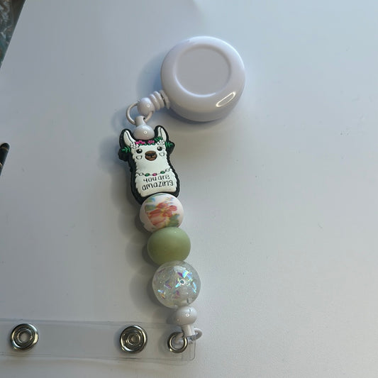 Llama silicone beaded badge reel