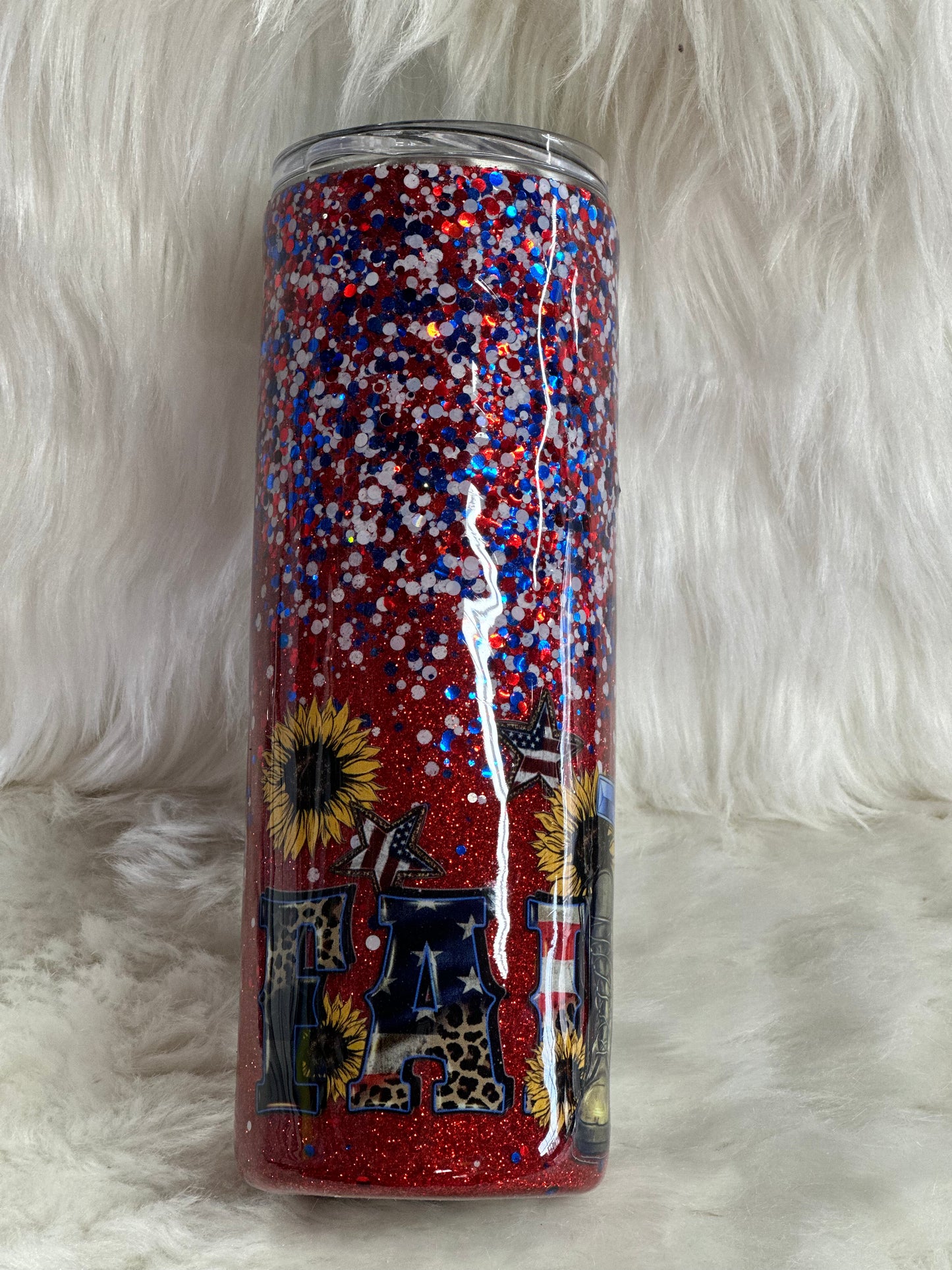 #41 20oz faith and freedom glitter tumbler
