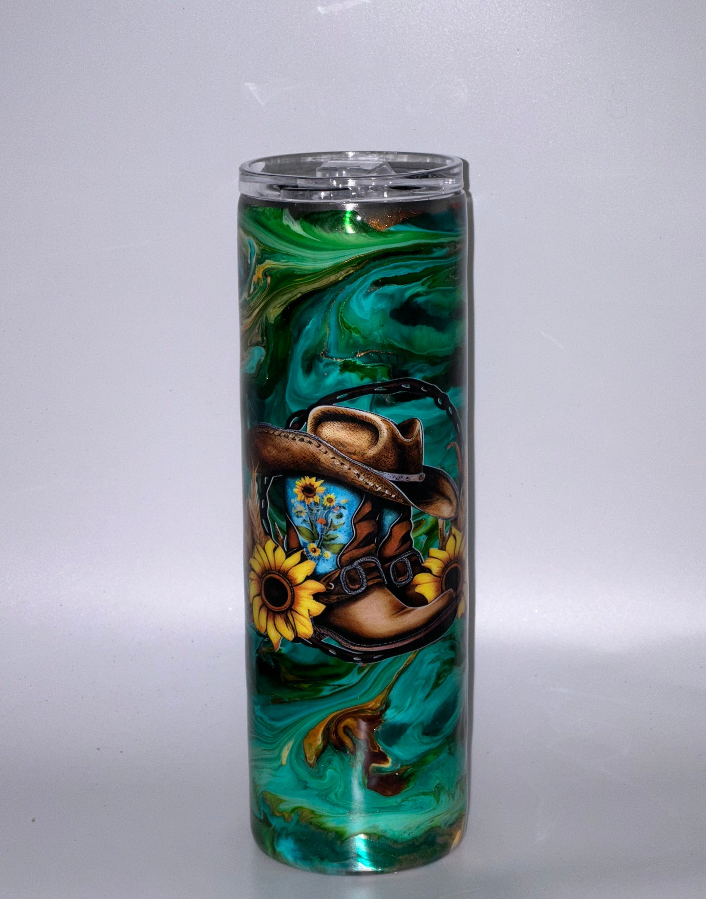 30oz teal green and yellow cowgirl RTS