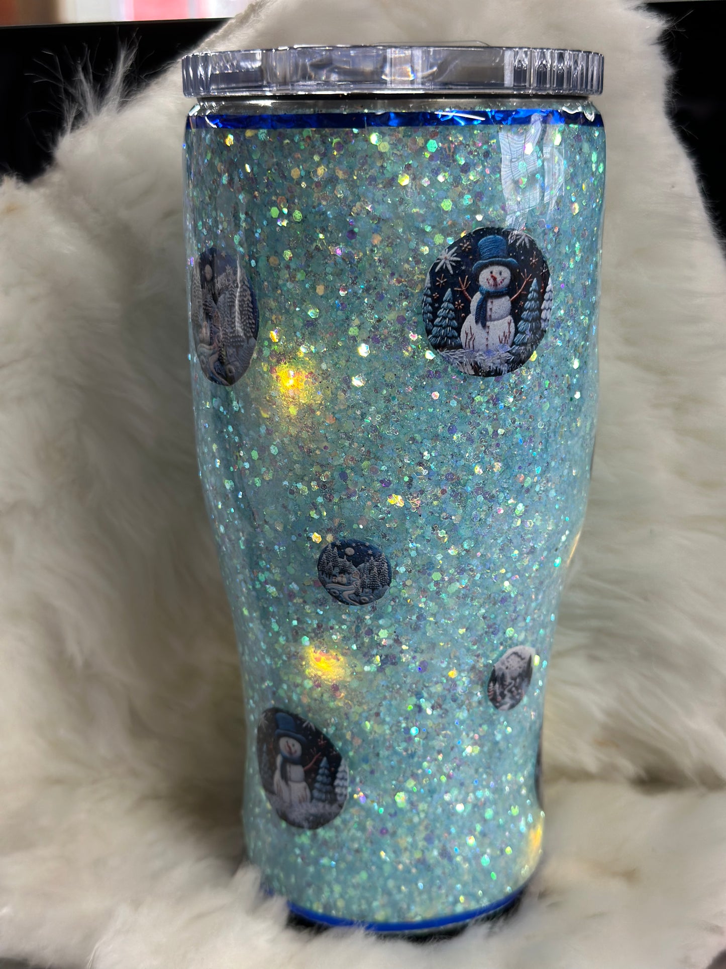 #15 Light up blue Christmas 30oz tumbler