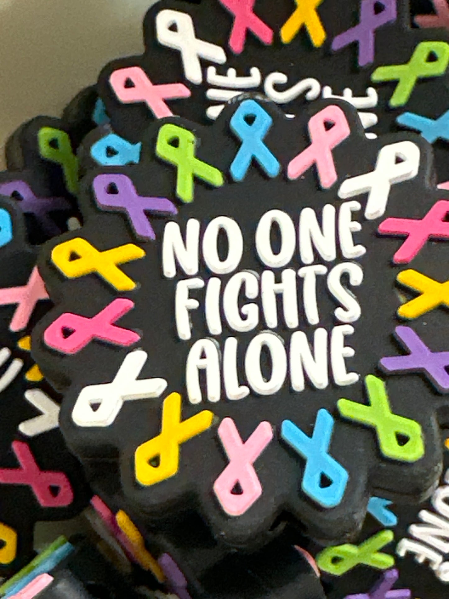 #441 no one fights alone silicone focal bead