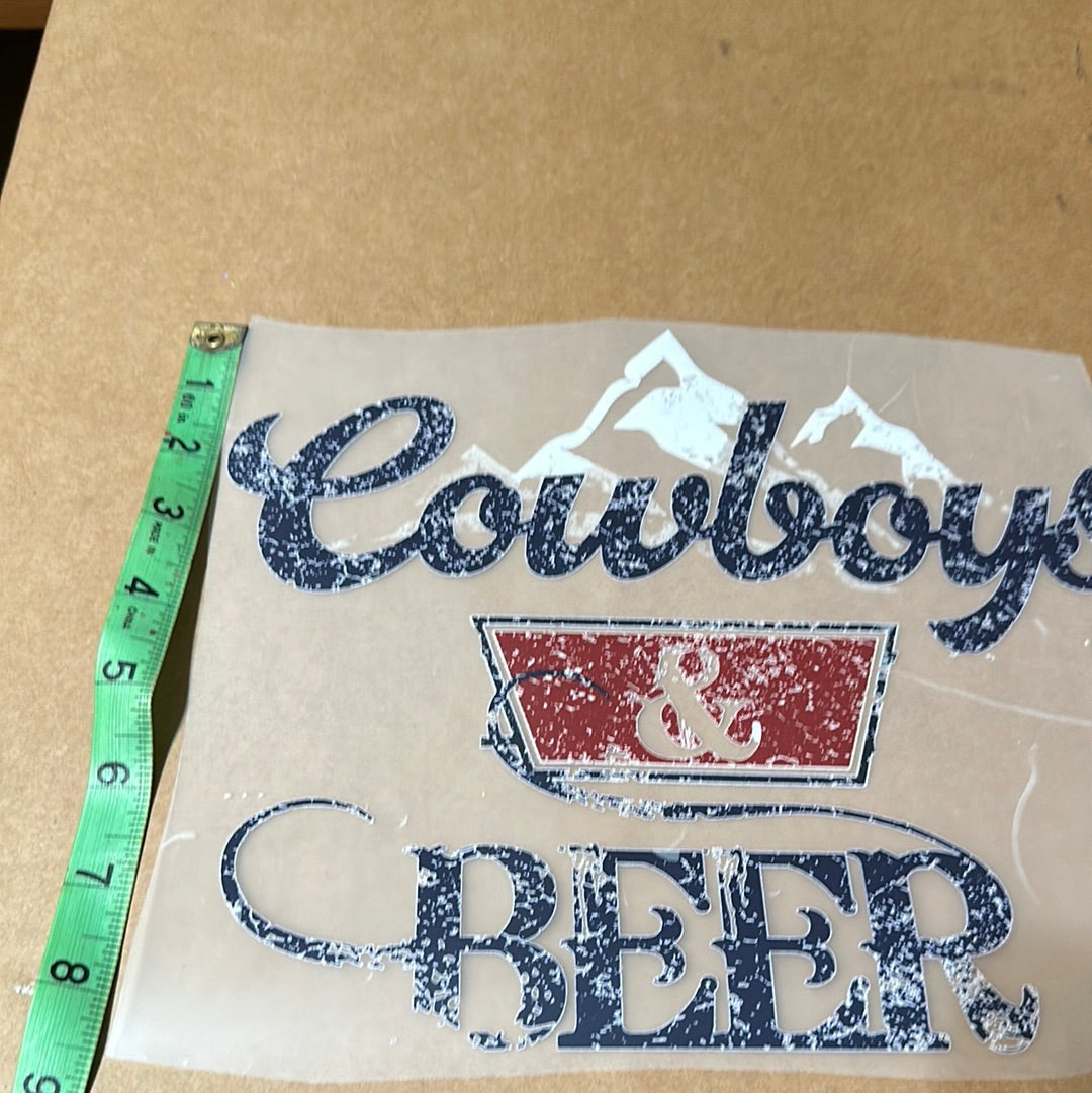 Cowboys and beer DTF transfer