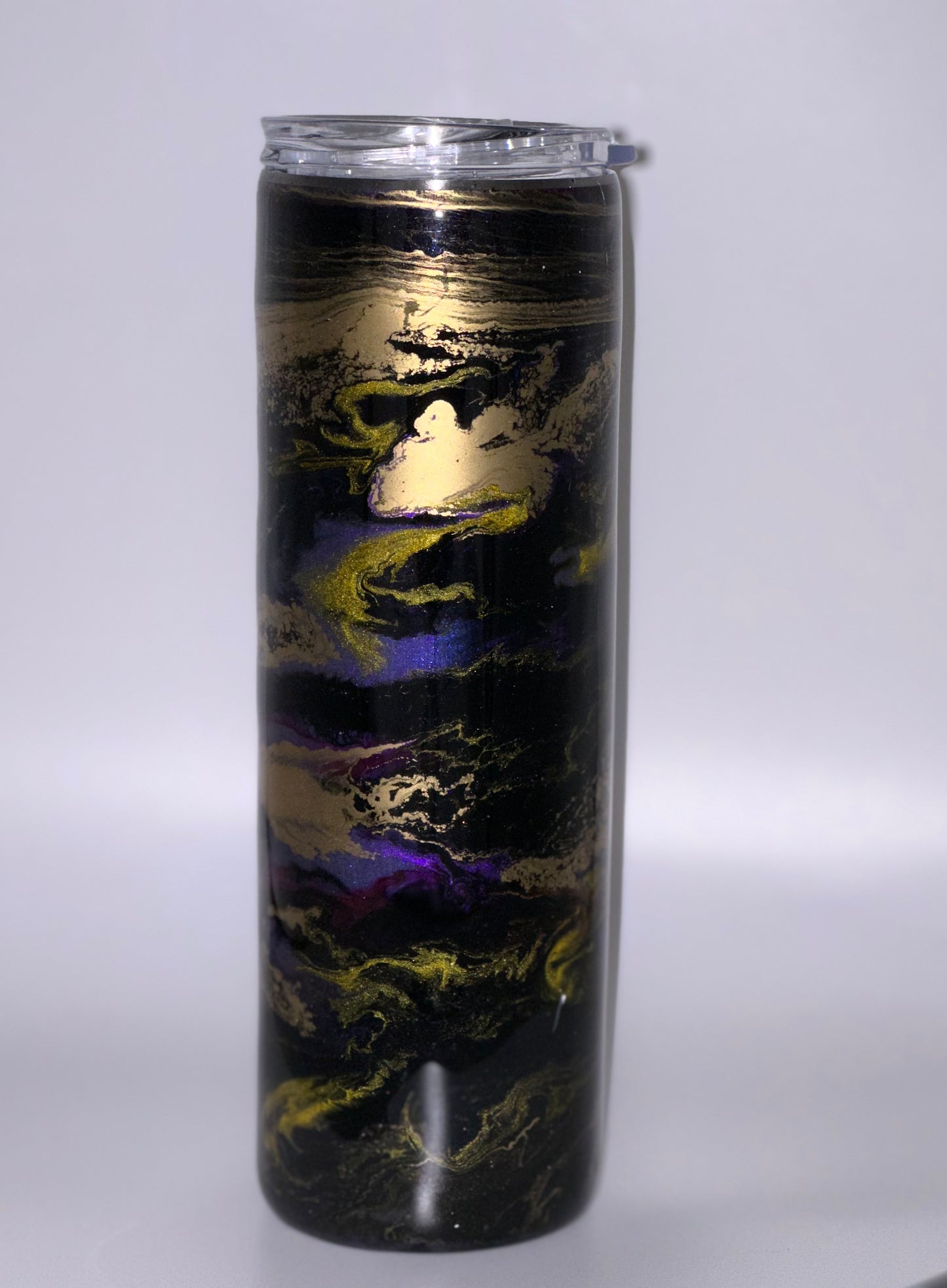 30oz alcohol ink purple black and gold RTS