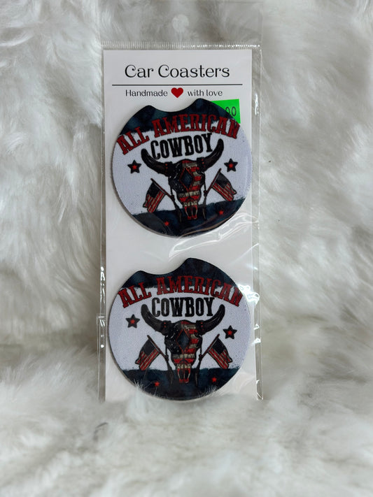 All American cowboy car coaster set