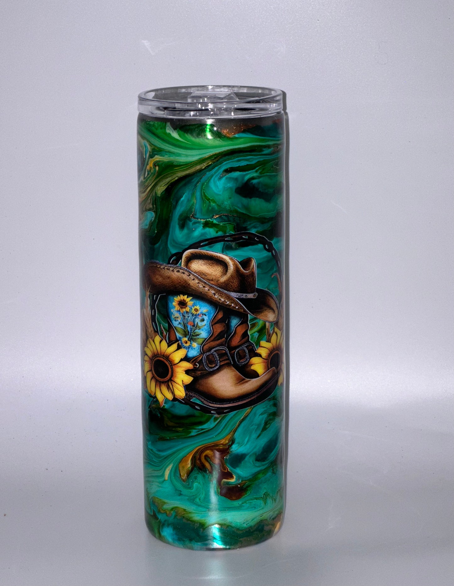30oz teal green and yellow cowgirl RTS