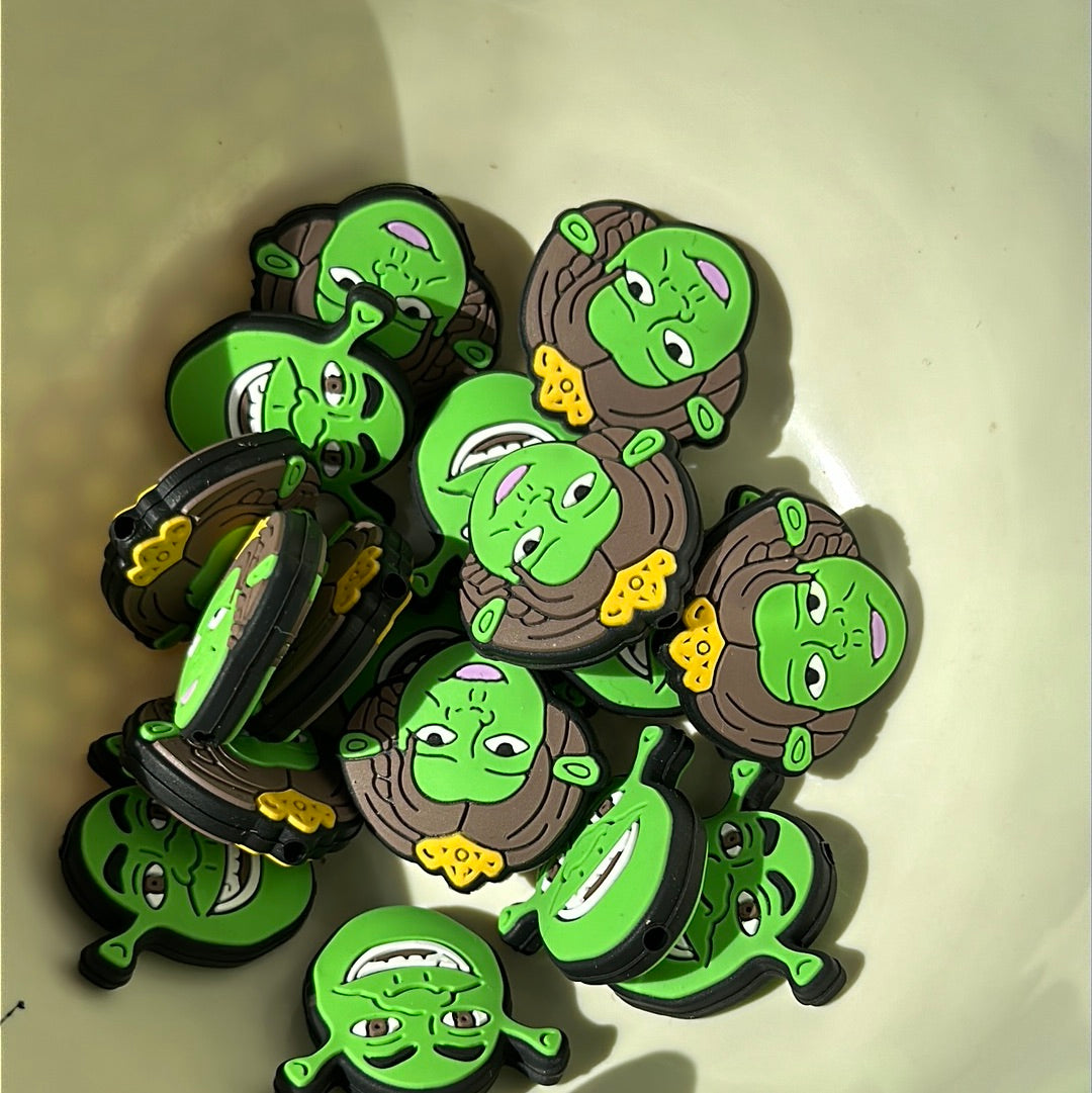 #295,#296 green monster silicone focal beads
