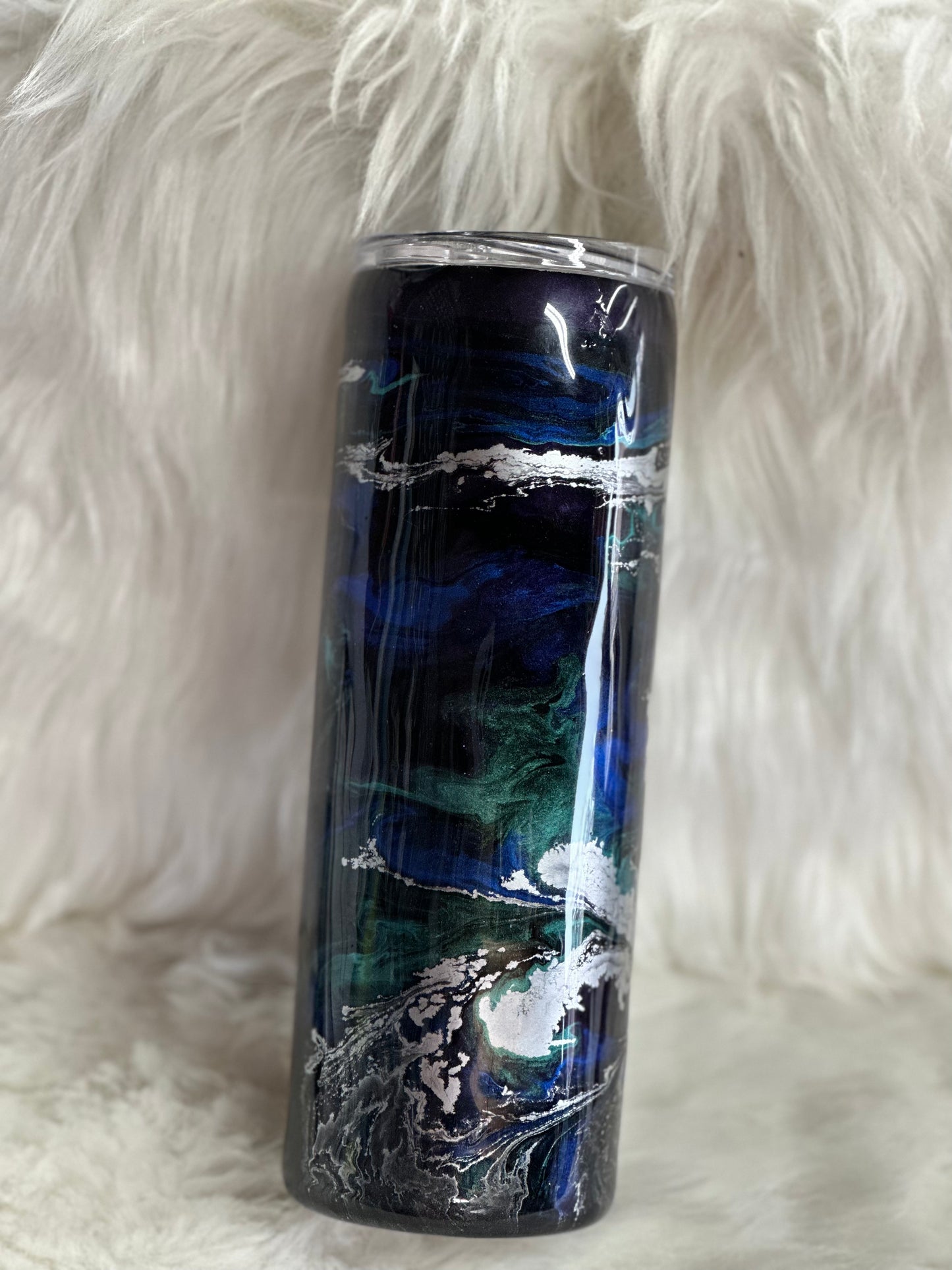 #40 20oz blue silver alc ink swirl