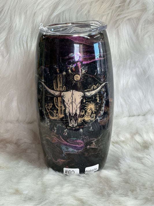 #60 25oz skull alc ink swirl tumbler