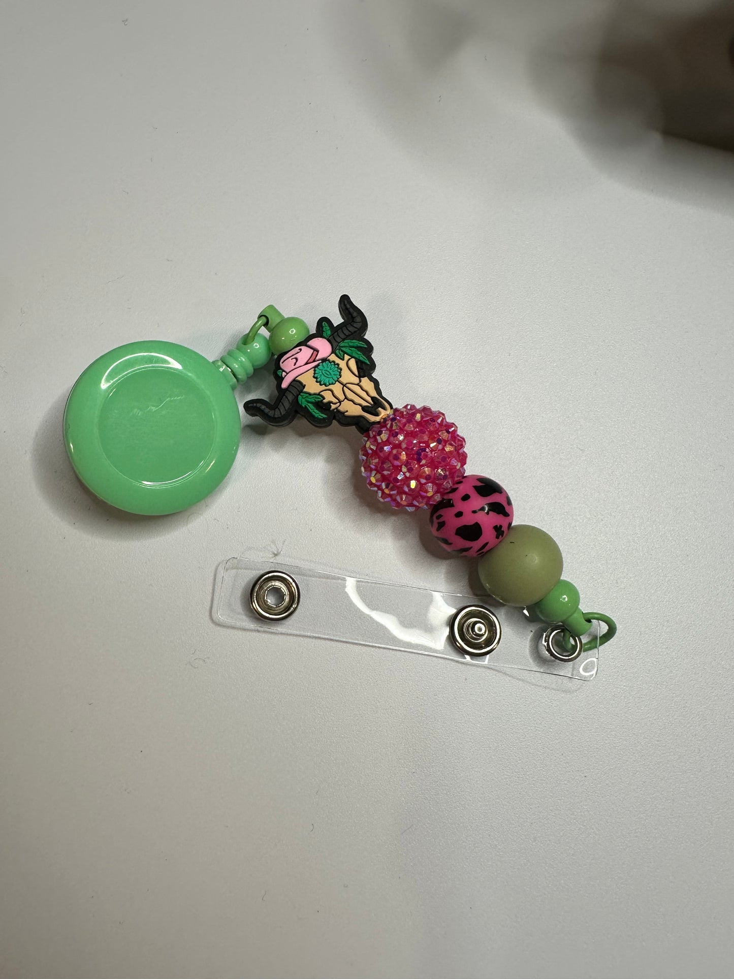 Skull head beaded silicone badge reel