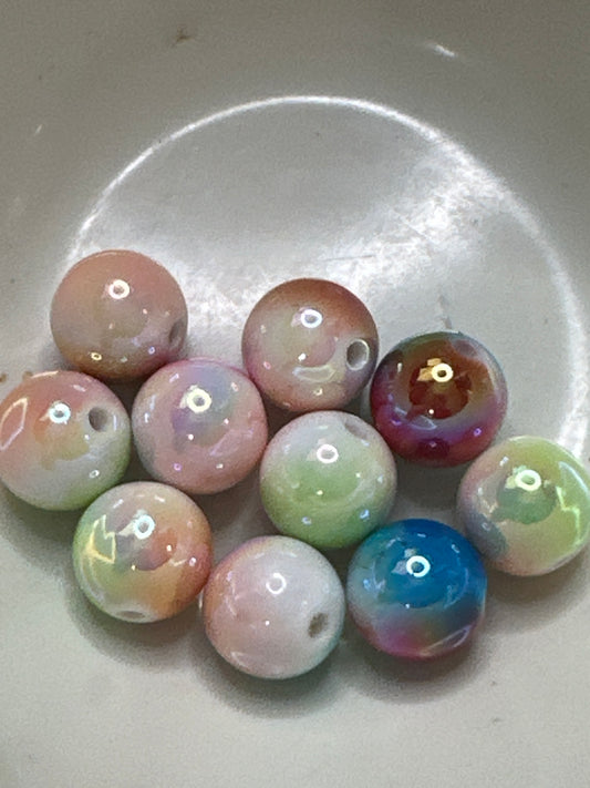 #23 16 mm acrylic hombre beads random mix of 10