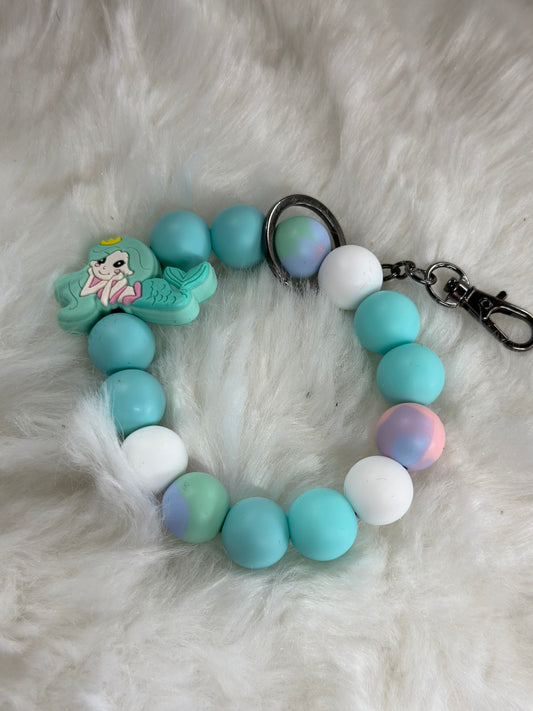 Teal mermaid keychain wristlet