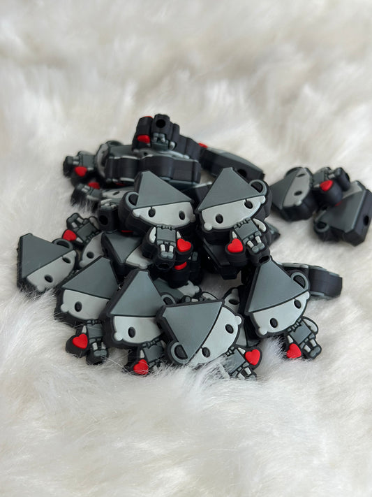 #168 Tin man silicone focal beads