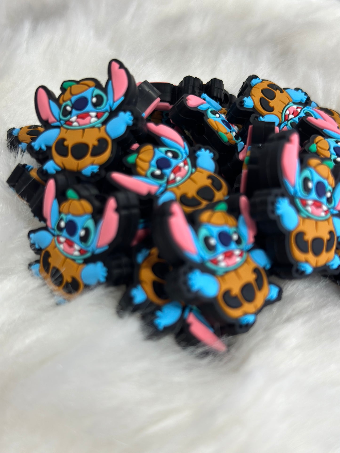 #165 Blue monster in pumpkin silicone focal beads